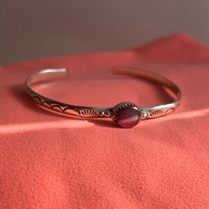 Navajo Kingman Pink Dahlia Turquoise 925 Silver Bracelet